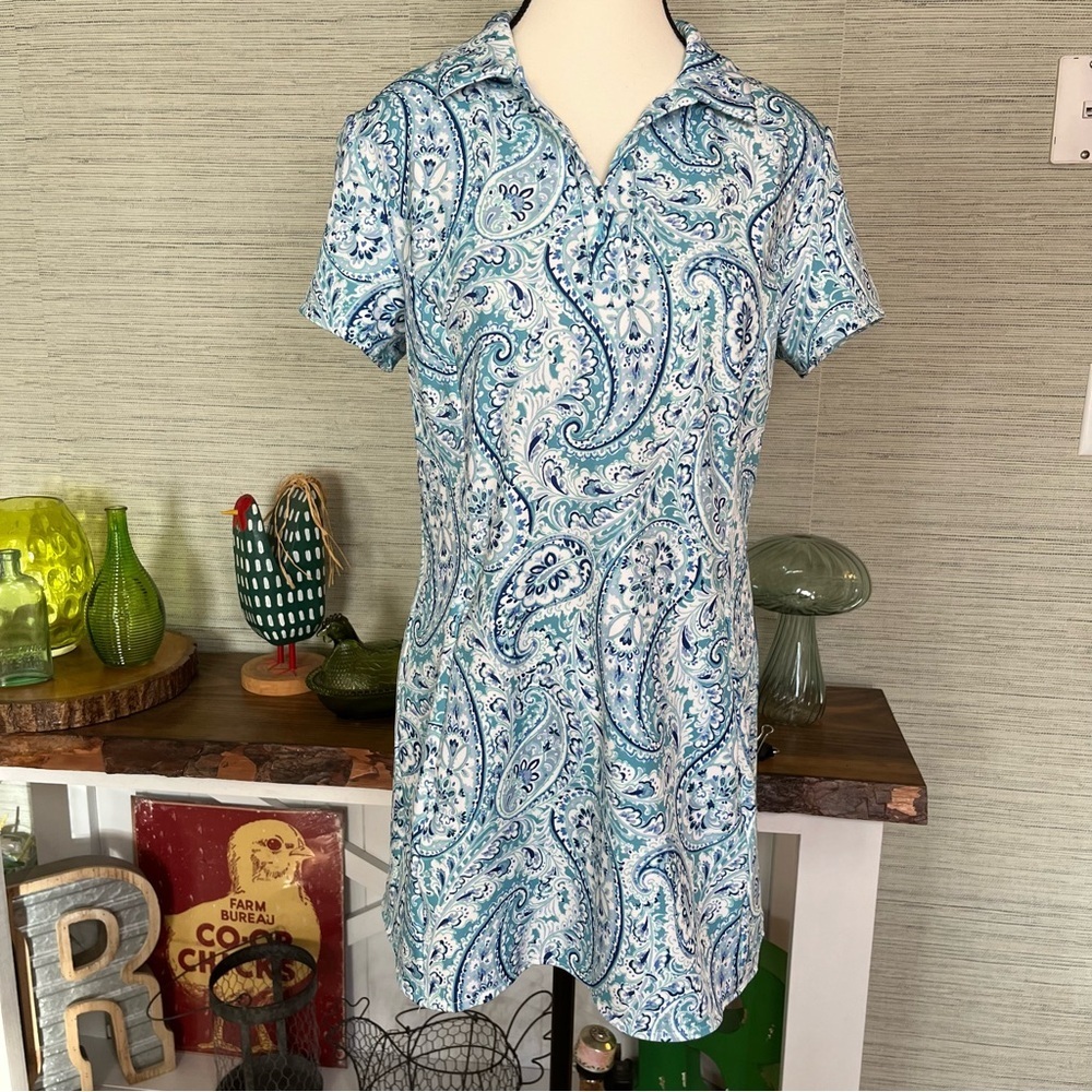 Sigrid Olsen Tennis/Golf Women’s Size Medium Blue Paisley Dress Zip Pockets - Picture 9 of 9
